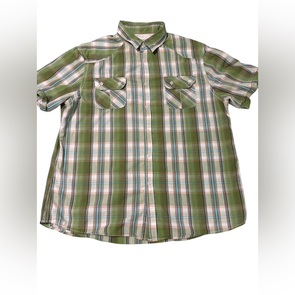 Redwood Green Plaid Men's Shirt Size XL 100%Cotton